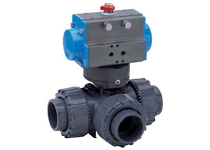 1/2" Bonomi 8P3LDAPVC - PVC, L-Port, Full Port, Ball Valve with Double Acting Pneumatic Actuator