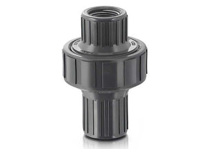 1/2" Plast-O-Matic CKM050EPS-PV - Single Union Check Valve, PVC Body, EPDM Seat, Socket End