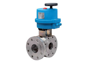 3" Bonomi 8E077-00 - 3-Way, Stainless Steel, L-Port, Ball Valve with Valbia Electric Actuator
