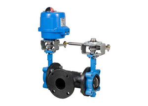 3" Bonomi MEN501S-T*-00- Butterfly Valve, 3-Way, T Assembly, Lug Style, Ductile Iron Body, CF8M Stainless Steel Disc, EPDM Seat, with Metal Electric Actuator
