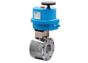 4" Bonomi 8E720288-00 - Ball Valve, Wafer Style, 2-Way, Stainless Steel, Flanged, Full Port, with Electric Actuator