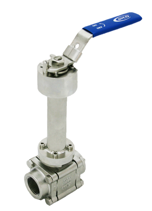 1" AVCO 1500 Cryogenic Ball Valve, 2-Way, 3 Piece, 316 Stainless Steel Body, Full Port, 150# Flange with Locking Handle