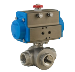 1/4" Bonomi 8P0144 - 3-Way, Stainlesss Steel, L-Port, Ball Valve with DA Actuator