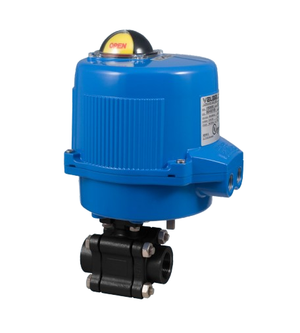 2-1/2" Bonomi M8E630LLV*-0**-2-1/2 30°/ 60°/ 90° V-Port Ball Valve, 3 Piece, Direct Mount, 2-Way, Carbon Steel, NPT Threaded, with Electric Actuator
