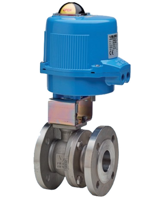 Bonomi M8E760195V**-0** 30-60°/60°/90° V-Port Ball Valve, 2-Way, Stainless Steel, ANSI 300 Flanged, For Steam, Split Body Style, with Valbia Metal Electric Actuator with Positioner or Positioner with Battery Backup