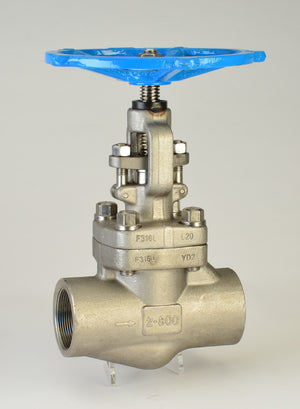 Chicago Valve Series 286 - Class 800, 1-1/4" Forged 316L Stainless Steel Gate Valve, Socket weld Ends, OS&Y