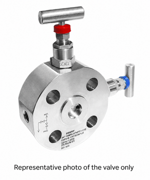 1-1/2" Comfit Monoflange Valve, 316 Stainless Steel, Single Block & Bleed, All Needle, Class 300 RF x 1/2" FNPT, PTFE Packing