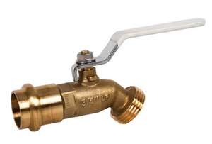 Jomar Valve P-632NKG Series, Quarter Turn Hose Bibb, No Kink, Dezincification Resistant Lead-Free Brass, Press x 3/4" Hose Connection, Lever Handle, 200 WOG