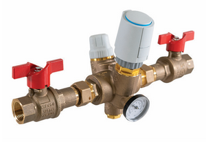 1/2" Jomar Valve TB-150MG, Thermostatic Balancing Valve, Dezincification Resistant Lead-Free Brass, NPT Threaded, Actuated Thermal Disinfection, Thermometer, Check Valve & Dual Isolation, 150 CWP