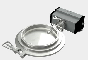 CORA CV Series 10" Ultra Sanitary Butterfly Valve, 2 Piece, Tri-Clamp type, Pneumatic Actuator, 316L Stainless Steel Body- FDA food grade white translucent silicone seal