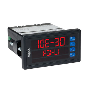 NOSHOK IDE30 Series Intelligent Line Powered Panel Meter, IDE30-R-1-1-2, Resistance, 85-265 VAC, 90-265 VDC, 0.6 in High, Dual Line, 6 Digits, Red LED, 4-20 mA output