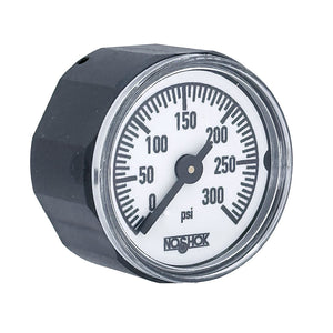 NOSHOK 100 Series Acrylonitrile Butadiene Styrene (ABS) & Steel Case Dry Pressure Gauges, 10-110-300-psi, 1" ABS Case & Socket, Copper Alloy Bourdon Tube, 300 psi, 1/8 NPT Back Connector