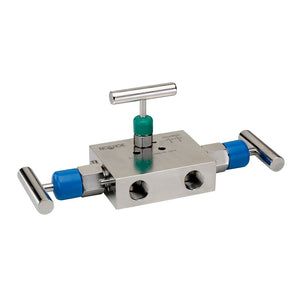 NOSHOK 3510 Series 0.375" Orifice Differential Pressure 3 Manifold Valves With Soft Seat, 3510-FFC, Soft Seat, 1/2" NPT Female x 1/2" NPT Female, Steel, 0.375" Orifice 3 Manifold Valve