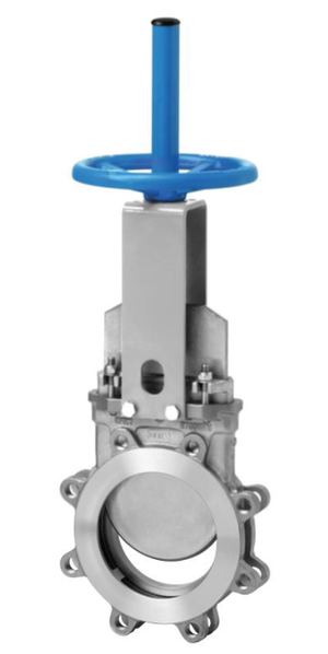 8" Orbinox Series 20 (Uni-Directional) 316SS Knife Gate Valve, Metal seated, Rising Stem, Hand Wheel