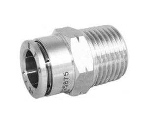 STC MCS 1/4" N1/8 W Male Connector- Stainless Steel (Gripper Style) Fittings, 1/8" NPT