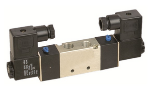 STC 4V220-1/4 Solenoid Valve- Air Return (double solenoid), 4-Way, 5-Port, 2-Position