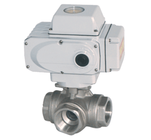 STC E 1-1/2" NPT -L" NPT Electric Actuated Ball Valve 3-Way, L-Port with Actuator, and On/Off Indicator