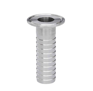 4" Sanitary Solutions SS14MPHRL-4-304, Long Clamp Rubber Hose Barb Adapter, 304 Stainless Steel