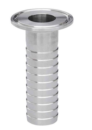 8" x 8" ID x OD Sanitary Solutions SS14MPHR-8-316L, Clamp Rubber Hose Barb Adapter, 316 Stainless Steel