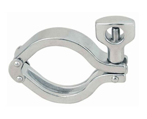 Sanitary Solutions SS13MHM3P-304, Heavy Duty Three Segment Clamp, With Open Hole Wing Nut, 304 Stainless Steel