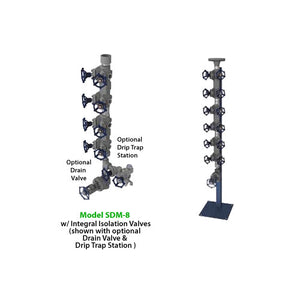 Watson McDaniel SDM-812N-16N16N Steam Distribution Manifolds, Forged Carbon Steel Body, 825 PSIG, 8 Branches, NPT