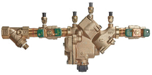 Watts LF909 Series, Lead-Free Copper Silicon Alloy, Reduced Pressure Zone Backflow Preventer Assembly, Quarter Turn Ball Valve Shutoff, Bronze Strainer, Backflow Flood Sensor