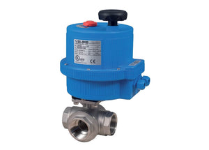 2" Bonomi 8E070-00 - Ball Valve, 3-way, L-Port, Stainless Steel, FNPT Threaded, Standard Port, with Electric Actuator