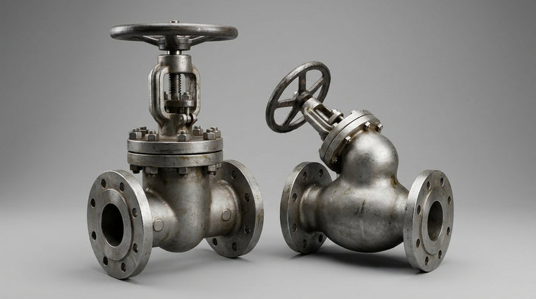 An image of a gate valve next to a globe valve