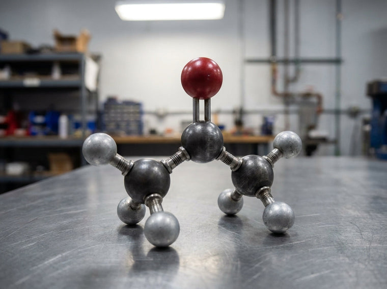 3d representation of the chemical formula for acetone