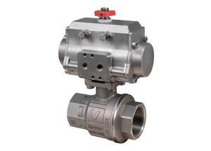1-1/4" Bonomi 8P0133SS - 2-Way, Stainless Steel, Full Port, Ball Valve with Stainless Steel Double Acting Actuator