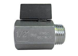 1/4" Bonomi 380SM - Ball Valve, Stainless Steel, Standard Port, MNPT x FNPT Threaded, Manually Operated