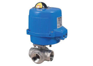 1/4" Bonomi M8E072-00 - Ball Valve, 3-way, L-Port, Stainless Steel, FNPT Threaded, Full Port, with Metal Electric Actuator