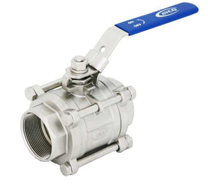 2" AVCO 500 Industrial Ball Valve, 3 Piece, 316 Stainless Steel Body, Full Port, Socket Weld with Locking Handle- No Mount Pad