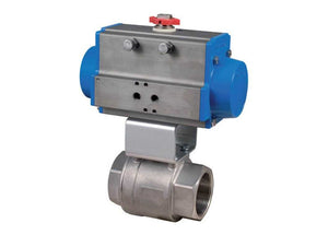 2" Bonomi 8P0027 - Ball Valve, 2 Piece, 2-Way, Stainless Steel, FNPT Threaded, Full Port, with Spring Return Pneumatic Actuator