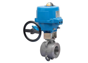 4" Bonomi M8E725002-00 - Ball Valve, "True" Wafer Style, 2-Way, Stainless Steel, Flanged, Full Port, with Metal Electric Actuator