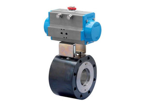 6" Bonomi 8P720291 - Ball Valve, Wafer Style, 2-Way, Carbon Steel, Flanged, Full Port, with Spring Return Pneumatic Actuator