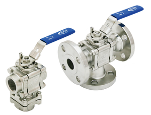 4" AVCO 1700 Diverter Ball Valve, 3-Way, 3 Piece, 316 Stainless Steel, Socket Weld, Bottom Entry with Locking Handle