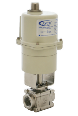 1" AVCO 1100- 3 Piece Ball Valve, 2-Way, 316 Stainless Steel Body, NPT with 120 VAC On/Off Electric Actuator