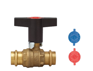 1" Bonomi 1570 LFPT Ball Valve, Full Port, Lead Free Brass, EURO-PRESS Connection, with T-Handle