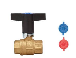 Bonomi 171N LFPT Ball Valve, Full Port, Lead-Free Brass, FNPT Threaded, with T-Handle