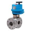 Bonomi 8E077-00 Series - 3 Way, Stainless Steel, L Port, Ball Valve with Valbia Electric Actuator