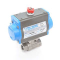 Bonomi 8P0134 Series-  2 Way, Stainless Steel Body, Full-Port, NPT, Actuated Ball Valve, with Spring Return Pneumatic Actuator
