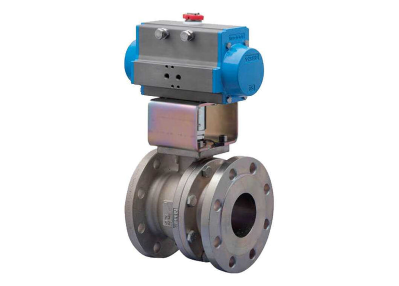 Bonomi 8P760139 Series - Ball Valve, Fire Safe, 2 Piece, 2 way, Carbon Steel, Flanged, Full Port, with Spring Return Pneumatic Actuator