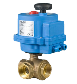 1-1/2" Bonomi 8E066LF-00* Ball Valve, 355N LF Direct Mount, 3-Way, Lead-Free Brass, NPT, L-Port with Electric Actuator