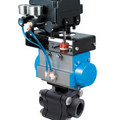 Bonomi EP630LLV*DA 30°/ 60°/ 90° V-Port Ball Valve, 3 Piece Direct Mount, 2-Way, Carbon Steel, NPT Threaded, Full Port, with Double Acting Pneumatic Actuator and Electro Pneumatic ENP-B 4-20 mA psi Positioner
