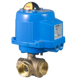 Bonomi M8E066LF-00* Series Ball Valve, 365N LF Direct Mount, 3-Way, Lead-Free Brass, NPT, L-Port, with Metal Electric Actuator