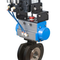 Bonomi PP724102V**DA 30-60°/60°/90° V-Port Ball Valve, Direct Mount, 2-Way, Carbon Steel, ANSI 150 Flanged, Wafer Style, with Double Acting Pneumatic Actuator and Pneumatic PNP-B 3-15 psi Positioner