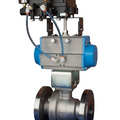Bonomi PP760195V**DA 30-60°/60°/90° V-Port Ball Valve, 2-Way, Stainless Steel, ANSI 300 Flanged, For Steam, Split  Body Style, with Double Acting Pneumatic Actuator and Pneumatic PNP-B 3-15 psi Positioner