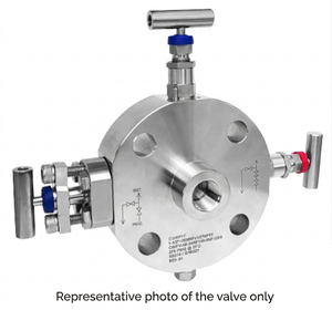 1-1/2" Comfit Monoflange Valve, 316 Stainless Steel, Double Block & Bleed, OSS, Class 300 RF x 1/2" FNPT, PTFE Packing