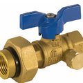 Jomar Valve T-203DU Series, 2 Piece, Gas Ball Valve, Integrated Dielectric Union End, T-Handle, Side Tap, 600 WOG